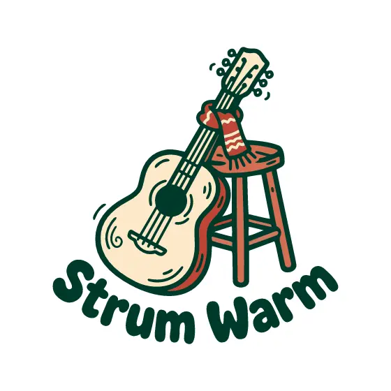 Guitar With Scarf and Stool Lettering