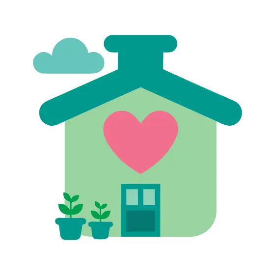 Mint Green Home With Cloud And Plants