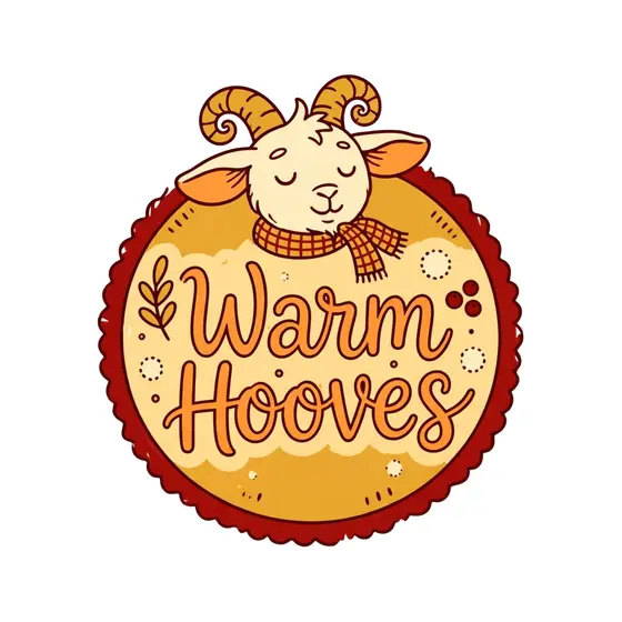 Warm Hooves Goat Badge on Mustard Scalloped Frame