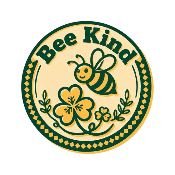Smiling Bee Beside Clover Sprig