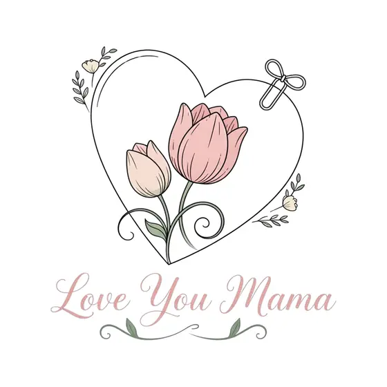 Twin Tulips in Heart Frame