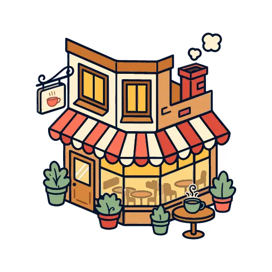 Isometric Corner Coffee Shop Building