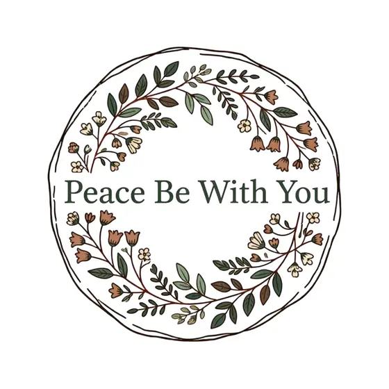 Tidy Green Floral Ring With Peace Text