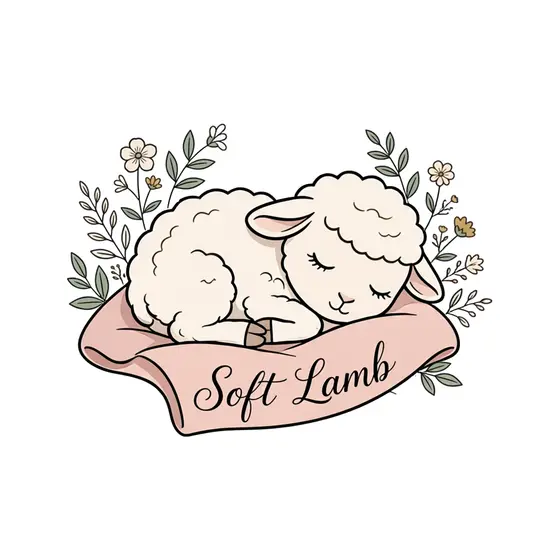 Sleeping Lamb on Blush Blanket