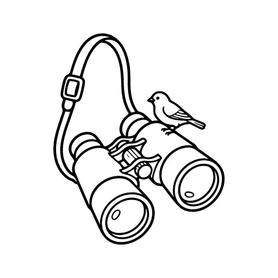Binoculars With Sparrow on Strap