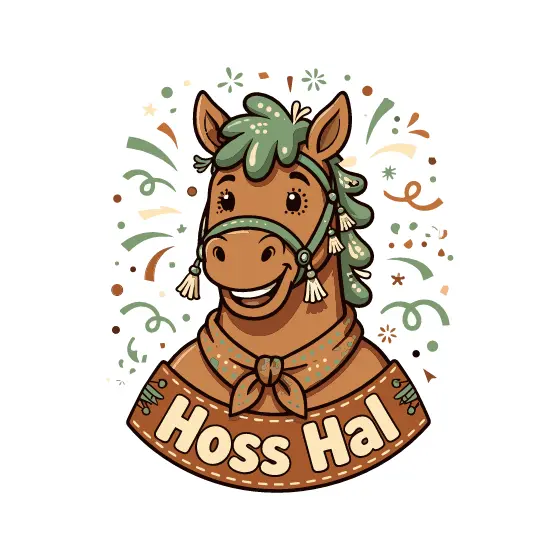 Brown Horse With Green Mane and Bandana