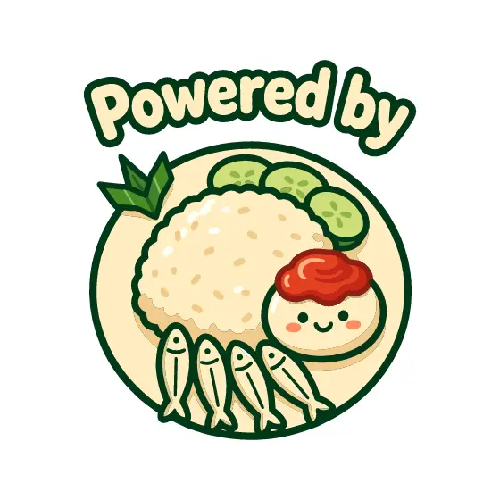 Round Nasi Lemak Badge With Fish