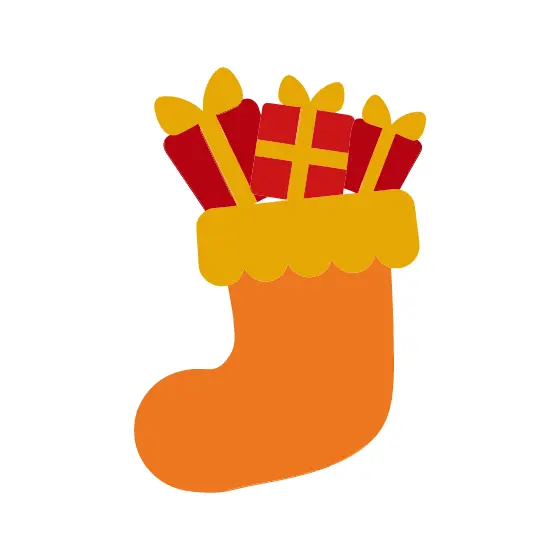 Orange Christmas Stocking With Gifts