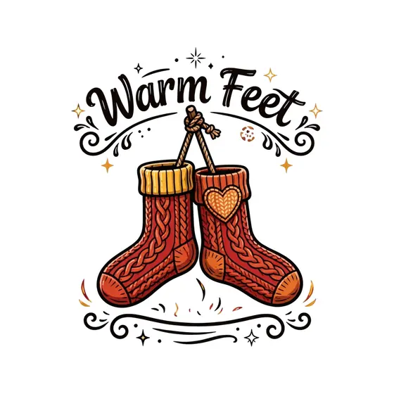 Cable Knit Socks Tied Together with Heart