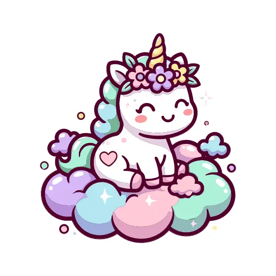 Cute Unicorn With Flower Crown