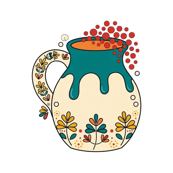 Teal Drip Jug With Red Dots