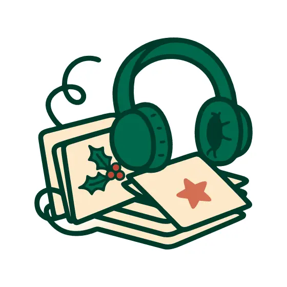 Headphones and Records with Star Sleeve
