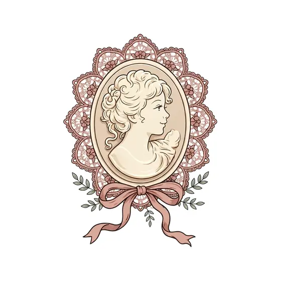 Lace Cameo With Rose Ribbon Choker