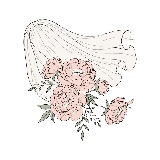 Blush Peonies With Drifting Bridal Veil