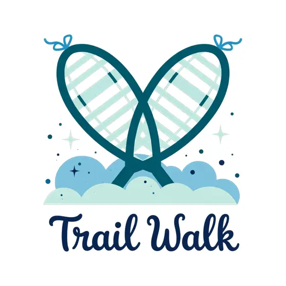 Crossed Snowshoes With Trail Walk Text
