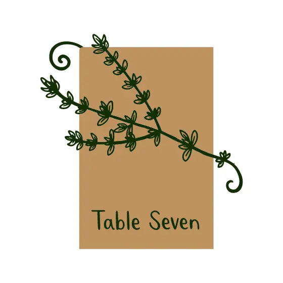 Crossed Thyme Sprigs Table Seven Card