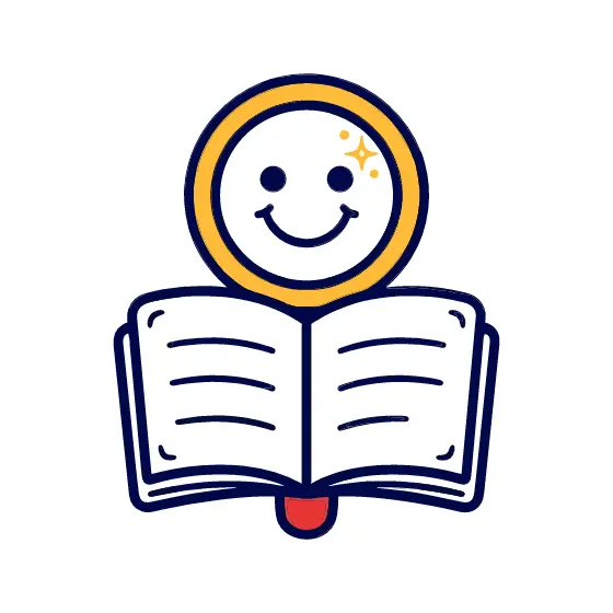 Smiling Magnifying Glass Over Open Book