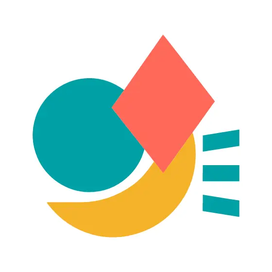 Abstract Shapes Teal Coral Mustard