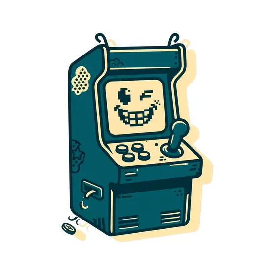 Dark Teal Arcade Machine With Coin
