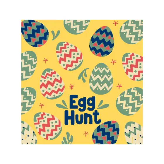 Navy Zigzag Eggs With Egg Hunt Text