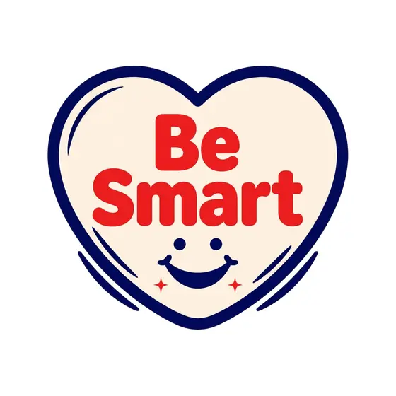Be Smart Heart With Centered Smiling Face