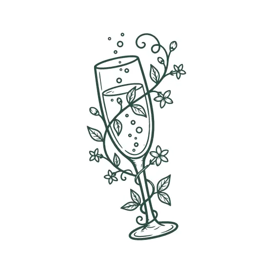 Tilted Champagne Flute With Vine