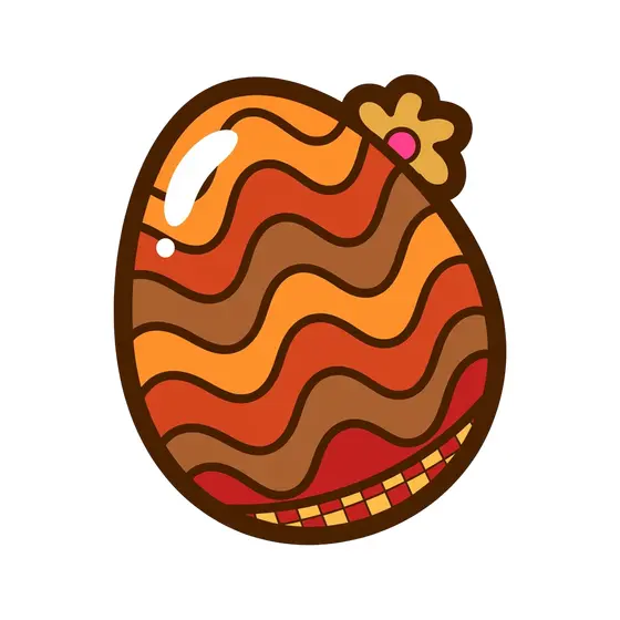 Wavy Orange Retro Egg With Daisy