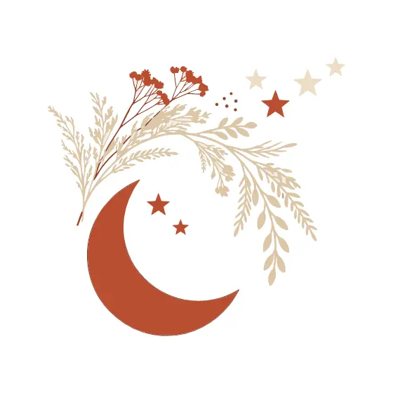 Boho Moon with Falling Stars and Branches