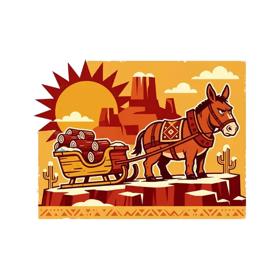 Stubborn Mule Pulling Sleigh