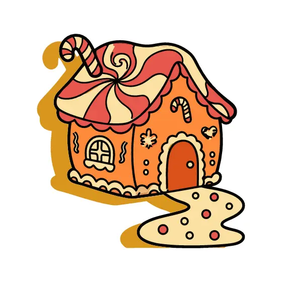Tilted Peppermint Roof Gingerbread House