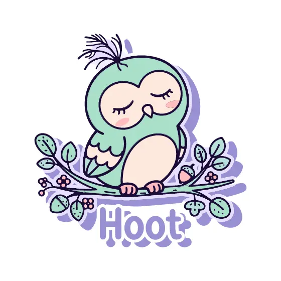 Mint Green Owl With Acorn Branch