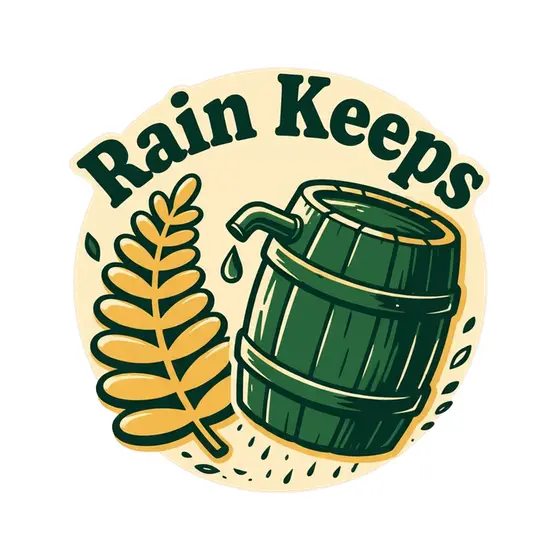 Green Rain Barrel With Gold Fern