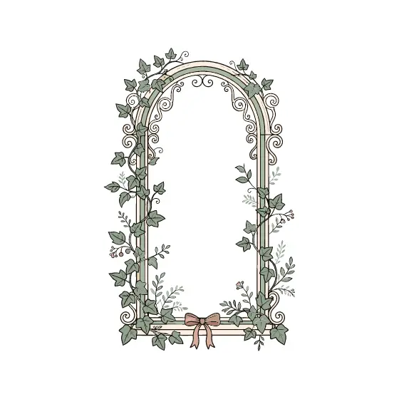 Ivy-Wrapped Arched Window Frame