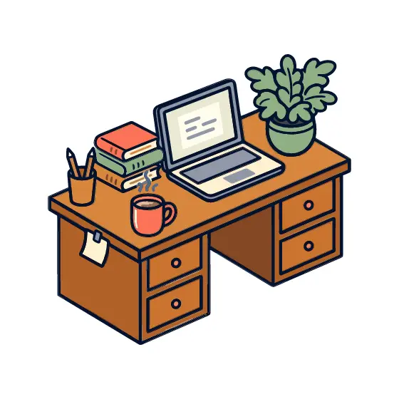 Isometric Home Office Desk With Laptop