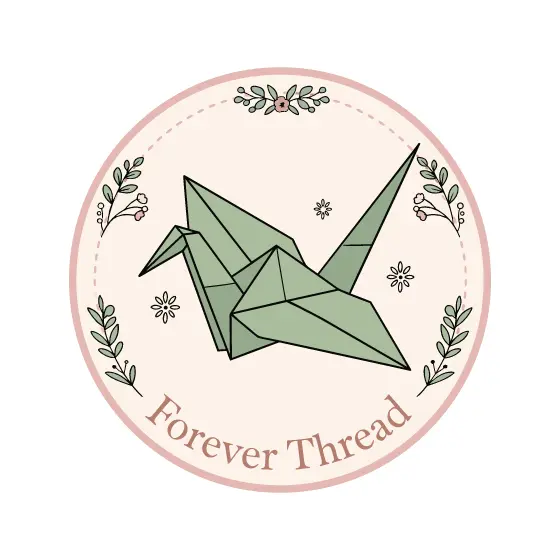 Outlined Crane Badge in Rose Text