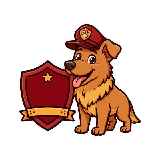 Brown Dog Officer With Banner Shield