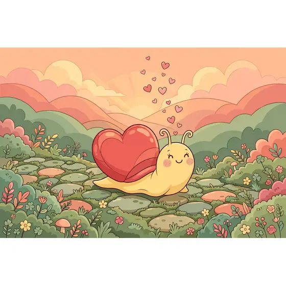Smiling Snail With Red Heart Shell