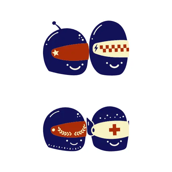 Four Cheeky Racing Helmets in Pairs
