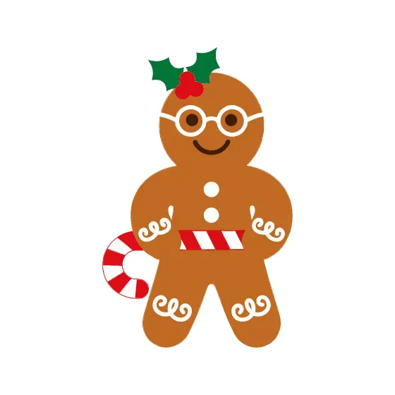 Gingerbread Man with Glasses and Holly