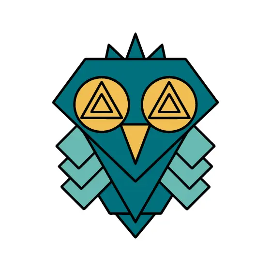 Geometric Teal Owl With Chevron Wings