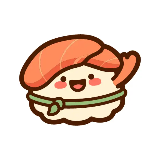 Smiling Salmon Sushi Character With Wave
