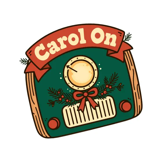 Vintage Holiday Radio With Carol On Ribbon