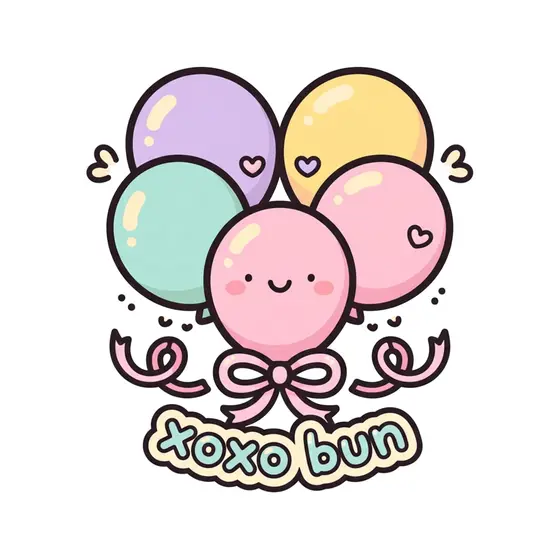 Four Balloons With Bow Sticker