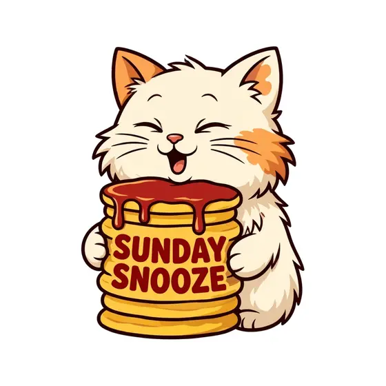Cream Cat Hugging Pancake Stack