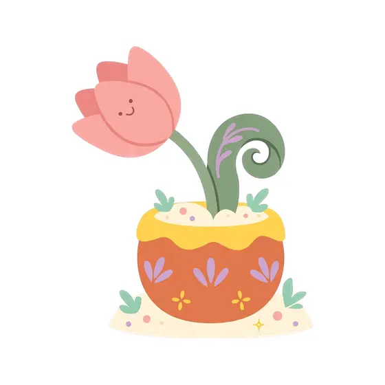 Tilted Tulip with Patterned Pot