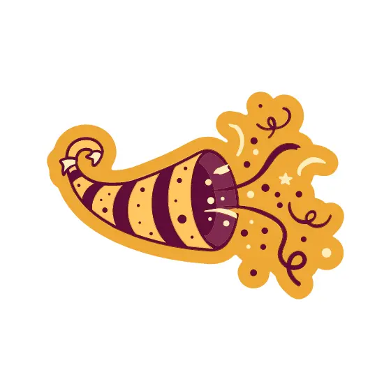 Curled Party Horn With Confetti