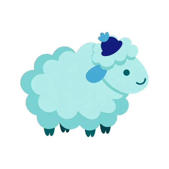 Mint Sheep With Navy Beret