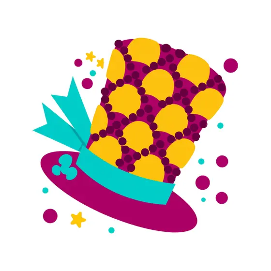 Flat Gold and Magenta Top Hat