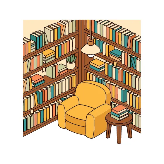 Cozy Isometric Bookstore Corner With Armchair