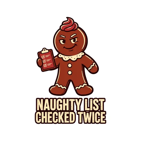 Gingerbread With Cream Hat And Clipboard